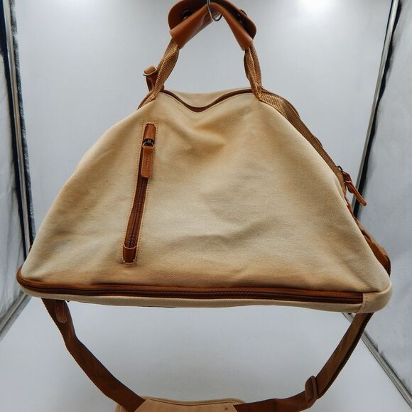 Super Bowl LI 51 Tan Canvas Backpack Weekender Bag Duffle NFL Patriots Falcons - Picture 4 of 14